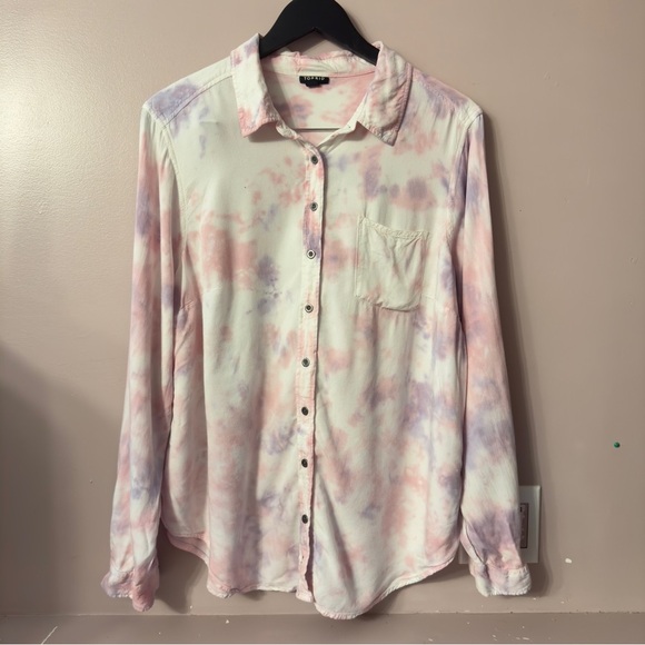 Torrid Lizzie Rayon Twill Button-Up Long Sleeve Shirt Pink Women Size 1X - Picture 3 of 10